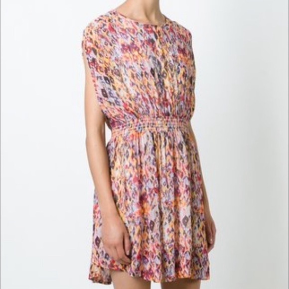 IRO Ohno Dress in Orange and Pink Ikat Print, Size 38 - Picture 2 of 10